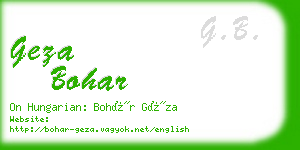 geza bohar business card